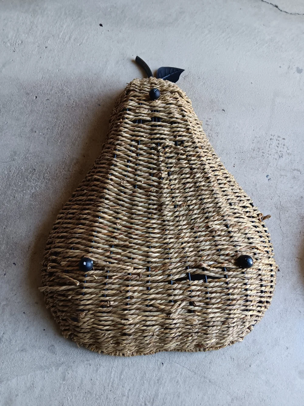 Vintage Harvest Chestnut Seagrass Pear Woven Basket Set of 2